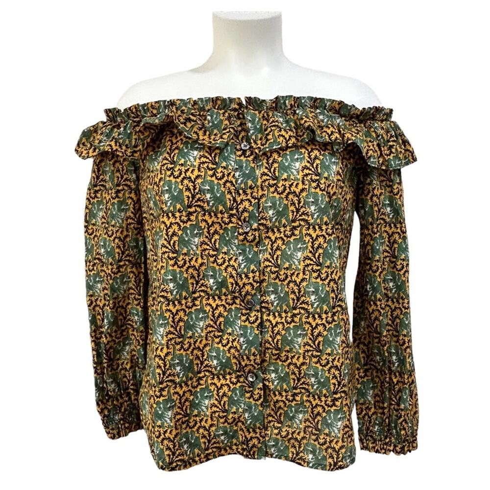 J.crew ratti elephant off shoulder button top women’s size 2